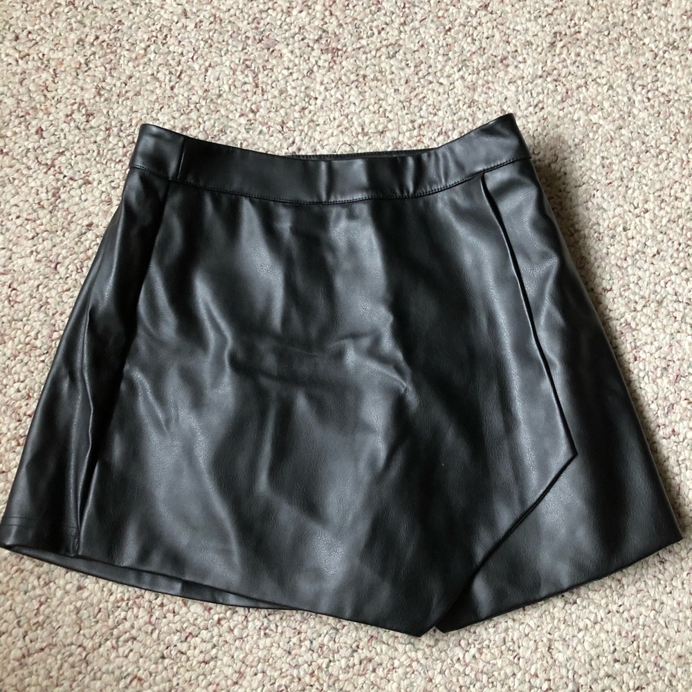 Black Leather Mini Skort